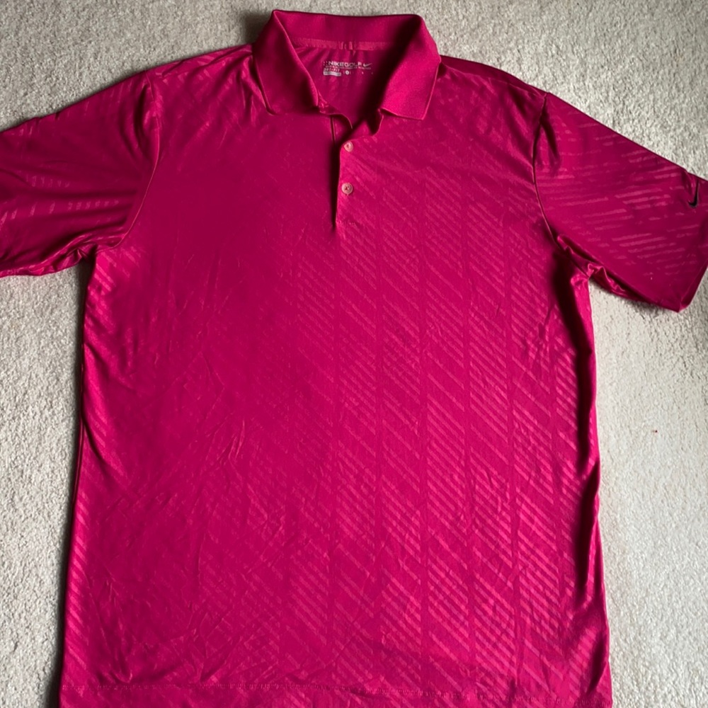 Men’s Nike Golf Dri-Fit shirt large magenta color. Like new.